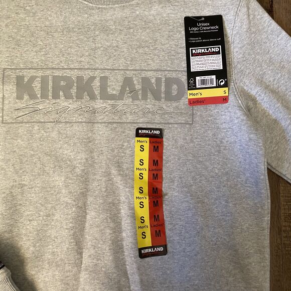 Kirkland Signature BRAND NEW Unisex Logo Sweater Gray - Men’s S-Women’s M - Picture 2 of 8